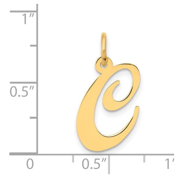 Kazi Luxury 14k Yellow Gold Medium Fancy Script Letter C Initial Charm - Picture 4 of 4